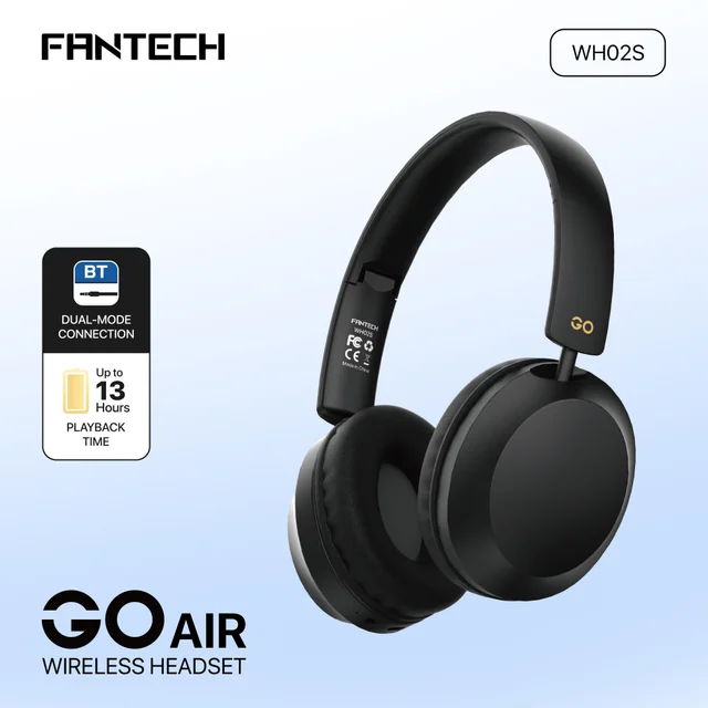 FANTECH WH02S Go Air Wireless Headset, Bluetooth Wireless Connectivity, Up to 13 Hours Playback Time, Lightweight Over-Ear Design, Built-in Rechargeable Battery