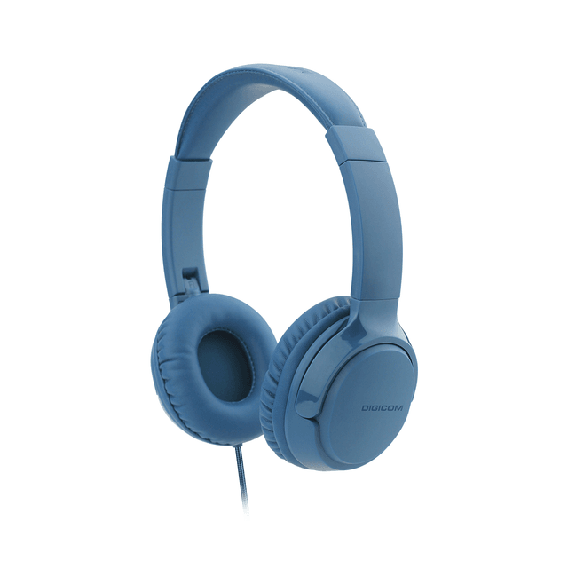 DIGICOM DG-W7 Wired Foldable Over-Ear Headphones, 3.5mm Audio Jack, Braided Durable Cable, Built-in Microphone, Adjustable Headband