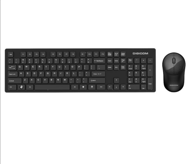 DIGICOM DG-K80 Wireless Keyboard & Mouse Combo, 2.4GHz Wireless Connectivity, Plug & Play USB Receiver, Silent Comfortable Typing Keys, Ergonomic Wireless Mouse