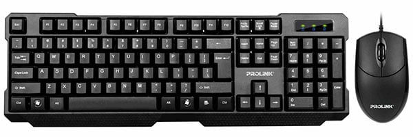PROLiNK GMK-1003M Wired Multimedia Keyboard & Mouse Combo, USB Wired Connectivity, Multimedia Hotkeys Keyboard, 4-Button Wired Optical Mouse, High Precision Tracking