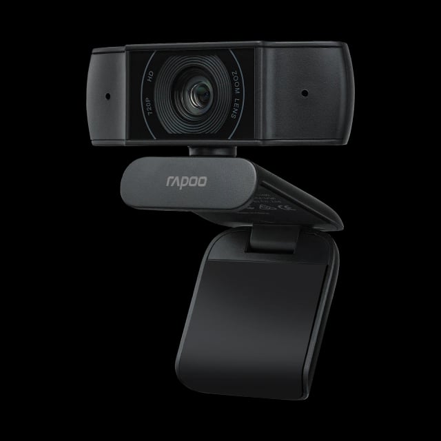 Rapoo C200 Webcam, 720P HD Video Calling Camera, Autofocus Lens, 90° Wide-Angle View, Dual Noise-Cancelling Microphones