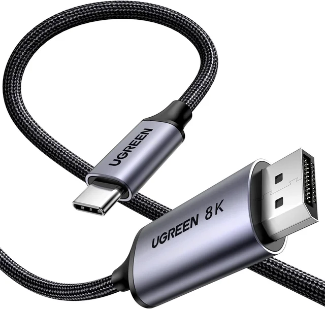 UGREEN USB-C to DisplayPort Cable, 8K@60Hz Ultra HD Support, 32.4Gbps High-Speed Transmission, HDR for Realistic Color & Contrast, 3D Visual Effect Support