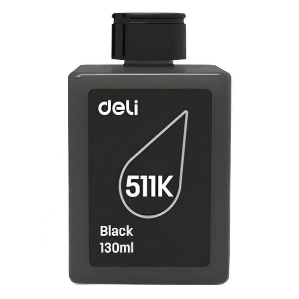 DELI 511K Black Ink Bottle, 130ml High-Yield Ink, Compatible with DELI D511W & D516W Printers, Premium Quality Ink for Sharp Printing, Long Shelf Life (24 Months)