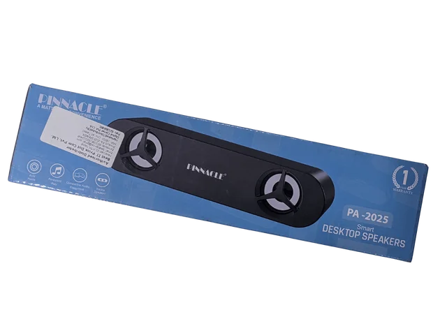 Pinnacle PA Smart Desktop Speakers, AUX Mode Connectivity, Persistent Play Function, Compatible with Multiple Audio Devices, Enhanced Treble Sound Output
