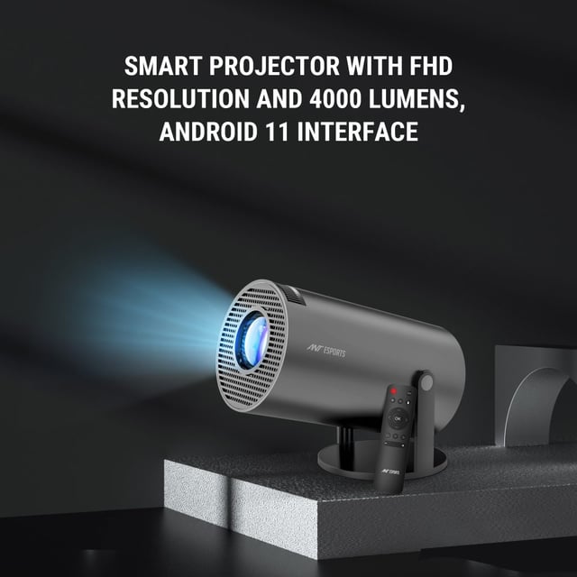 Ant Esports View 515 Smart Projector, Full HD 1080p (1920×1080) Resolution, 4000 Lumens Brightness, Smart Projector Functionality, Home Theater & Entertainment Use