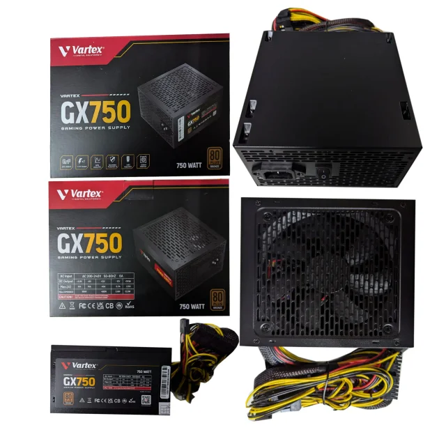 Vartex GX750 Gaming Power Supply, 750W Maximum Output, ATX 3.0 Compliant PSU, 135mm Fluid Dynamic Bearing (FDB) Cooling Fan, Stable Power Delivery for Gaming Systems