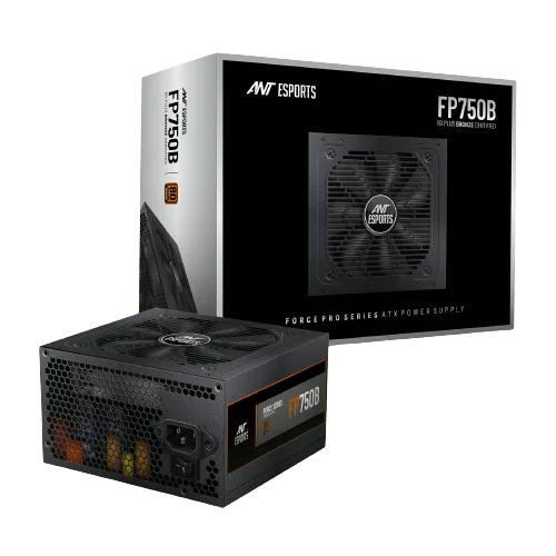 Ant Esports FP750B 750W Power Supply, 80 Plus Bronze Certified PSU, 750W High-Performance Output, Stable Power Delivery for Gaming PCs, Efficient Cooling Fan System