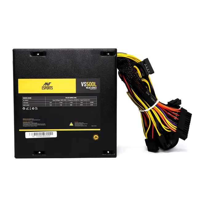 Ant Esports VS500L Value Series 500W Power Supply, 500W Rated Output, Budget Gaming & Desktop PSU, Stable Power Delivery for Entry-Level Systems, Efficient Cooling Fan System