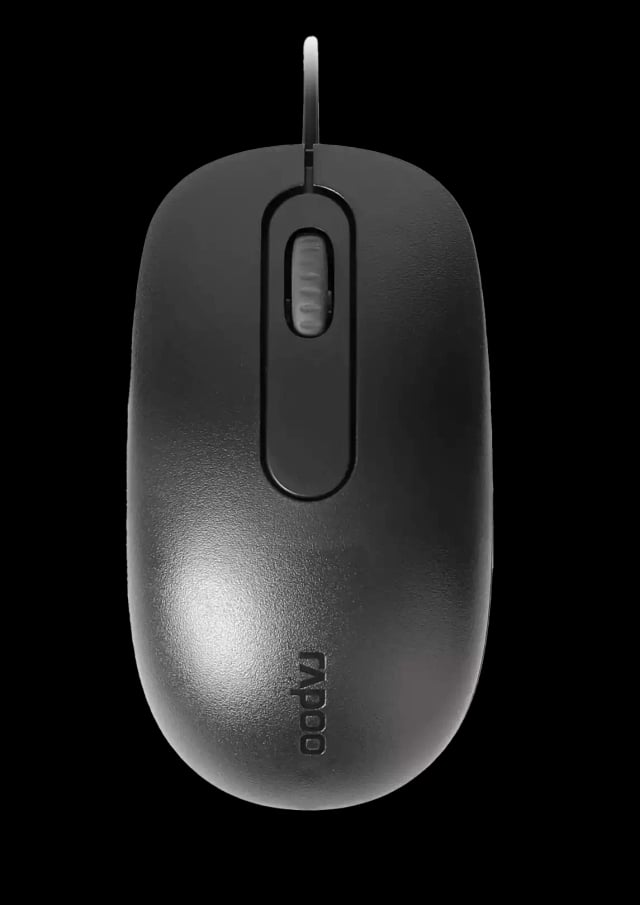 Rapoo N200 Wired USB Mouse, 1600 DPI Optical Sensor, USB Plug & Play Connectivity, 3-Button Design with Non-Slip Scroll Wheel, Ergonomic & Comfortable Grip
