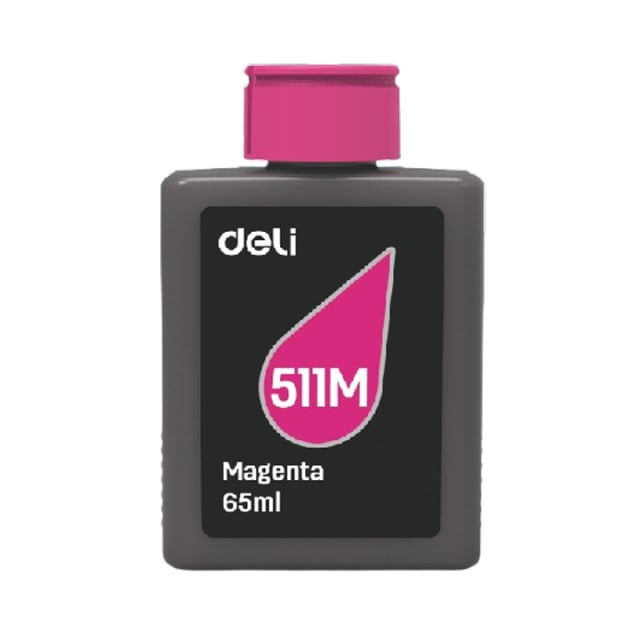 DELI 511M Magenta Ink Bottle, 65ml Dye-Based Ink Refill, High-Quality Color Printing Ink, Compatible with DELI D511W & D516W Printers, Smooth & Consistent Ink Flow