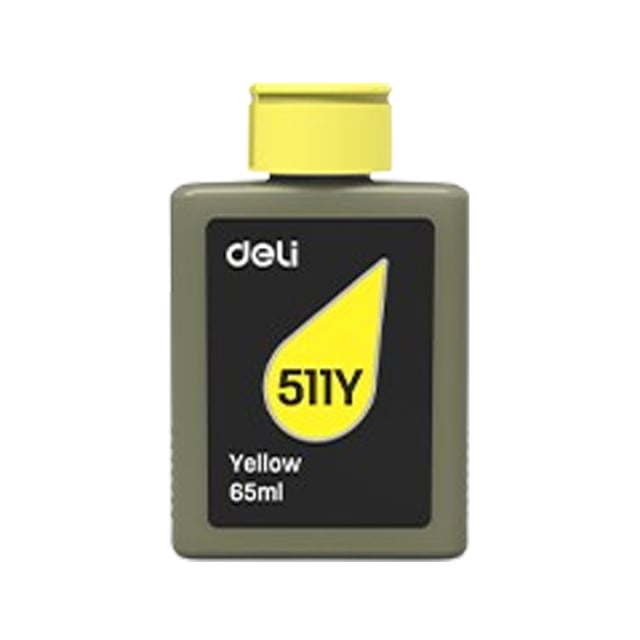 DELI 511Y Yellow Ink Bottle, 65ml Dye-Based Ink Refill, High-Quality Color Printing Ink, Compatible with DELI D511W & D516W Printers, Smooth & Consistent Ink Flow