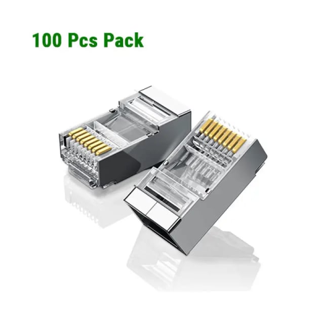 UGREEN NW111 (50248) Cat6 Shielded RJ45 Crystal Head 100 Pack, Gold Plated STP 1000Mbps LAN Connector