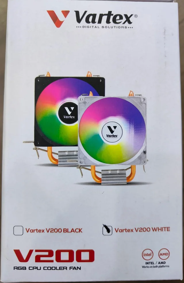 Vartex V200 RGB CPU Cooler, 120mm ARGB Fan, Intel LGA 115X/1200/1700, AMD FM1/FM2/FM2+/AM3/AM3+/AM4/AM6, 140W TDP