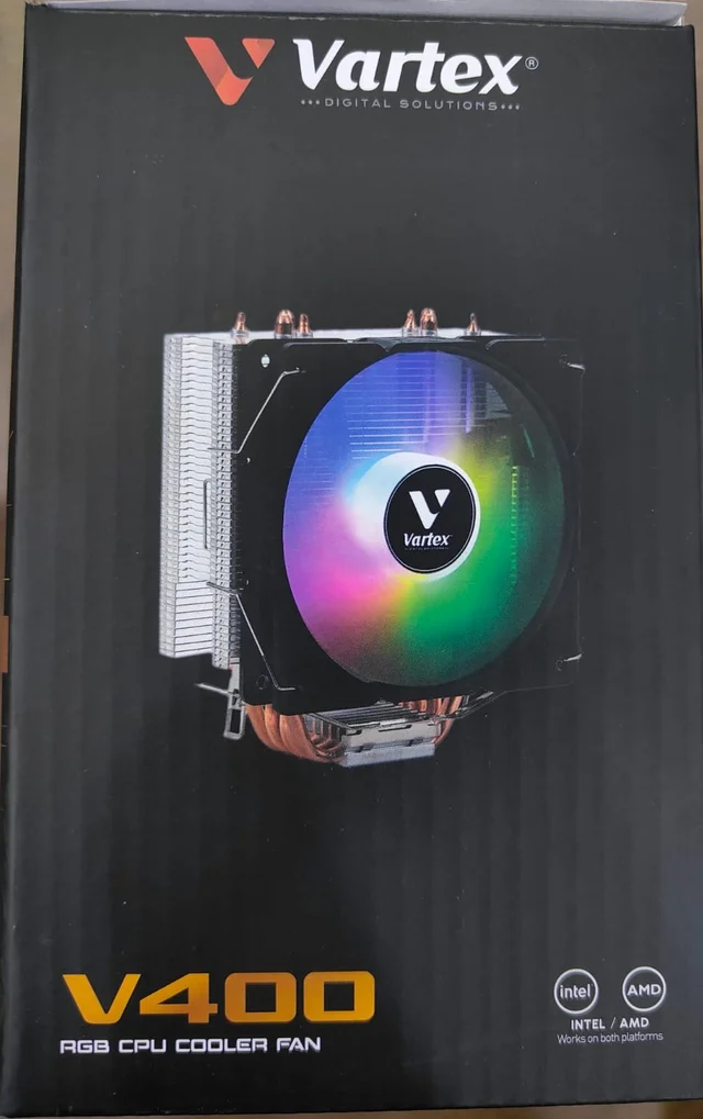 Vartex V400 Black RGB CPU Cooler, Intel LGA 115X/1200/1700, AMD FM1/FM2/FM2+/AM3/AM3+/AM4/AM6, 120mm ARGB Fan, 140W TDP