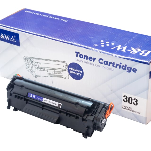 B&W CRG-303 Toner Cartridge Black AAA Grade – 2,000 Pages Yield, Compatible Canon LBP 2900/2900B/3000, MF4150/MF4350/4120/4150MF/4660PL/4690PL, Fax L-100/L-120/FaxPHONE 120/L905A & HP LaserJet 1010/1012/1015/1018/1020/1022/1022N/1022NW, 3015MFP/3020MFP/3030MFP/3050MFP/3052MFP/3055MFP/3050Z/M1005MFP, High Performance Laser Toner