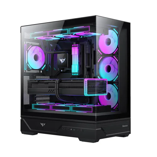 HUNTKEY MVP Destiny ATX Mid Tower Gaming Case, Type-C, 360mm Radiator Support, Up to 10 Fans, 400mm GPU Clearance