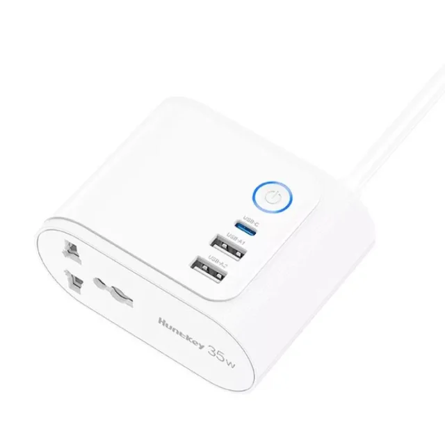 Huntkey SZF-207 Portable Power Strip, 2 AC Outlets, 2500W, 10A, 100-250V
