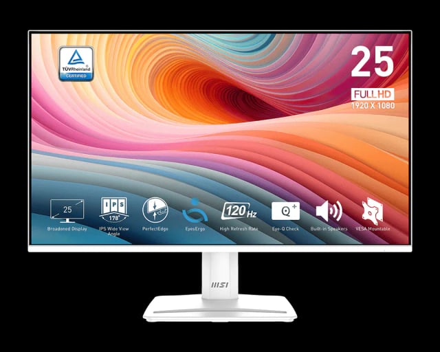 MSI PRO MP251 E2 24.5 Inch FHD 120Hz IPS Eye Care Monitor, HDR Ready, Adaptive Sync, HDMI 2.0 + DisplayPort, Built-in Speakers
