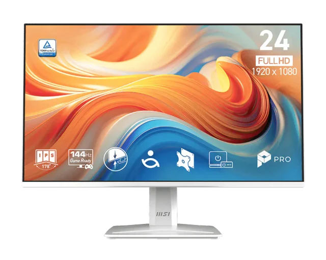 MSI PRO MP243W E14 23.8 Inch FHD IPS 144Hz Eye Care Monitor, 1ms MPRT, HDR Ready, Adaptive Sync, 121% sRGB