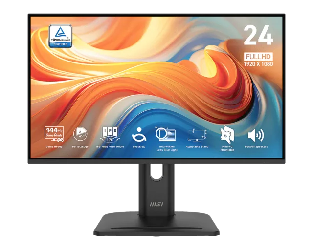 MSI PRO MP245PG E14 23.8 Inch FHD IPS 144Hz Business Monitor, 1ms MPRT, 107% sRGB, HDR Ready, Adaptive Sync