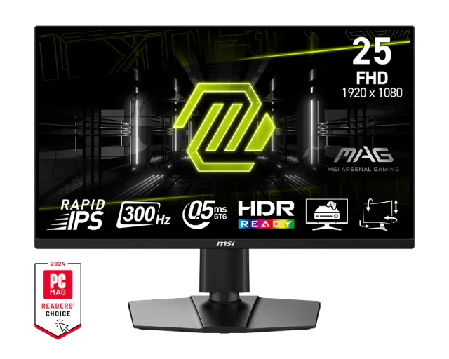 MSI MAG 255PXF 24.5 Inch FHD Rapid IPS 300Hz Gaming Monitor, 0.5ms GtG, 120% sRGB, HDR Ready, AMD FreeSync Premium
