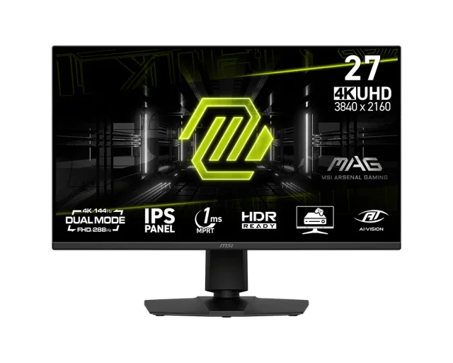 MSI MAG 275UPD E14, 27-inch UHD IPS Display, Dual Mode 4K 144Hz / FHD 288Hz, 1ms MPRT, HDR Ready