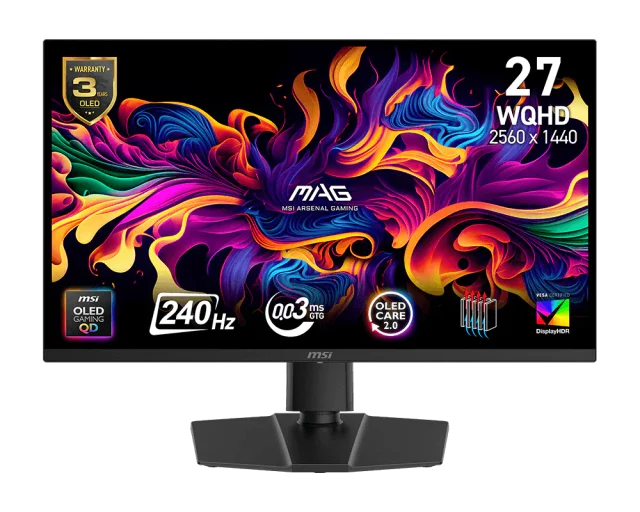 MSI MAG 273QP QD-OLED X24, 26.5" WQHD QD-OLED, 240Hz, 0.03ms, 138% sRGB