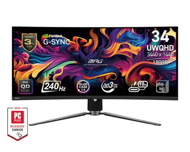 MSI MPG 341CQPX QD-OLED, 34.18" UWQHD QD-OLED 1800R, 240Hz, 0.03ms, 139.1% sRGB