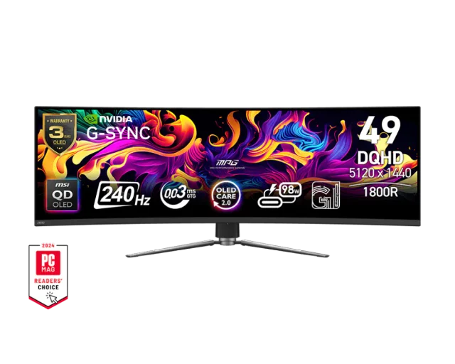 MSI MPG 491CQPX QD-OLED, 49" DQHD 1800R QD-OLED, 240Hz, 0.03ms, 146% sRGB