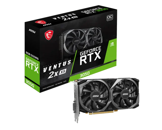 MSI GeForce RTX 3050 VENTUS 2X XS 8G OC, 8GB GDDR6, 2560 CUDA Cores, 1807MHz Boost Clock, PCIe Gen4