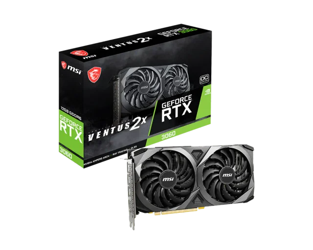 MSI GeForce RTX 3060 VENTUS 2X 12G OC, 12GB GDDR6, 3584 CUDA Cores, 1807MHz Boost Clock, PCIe Gen4