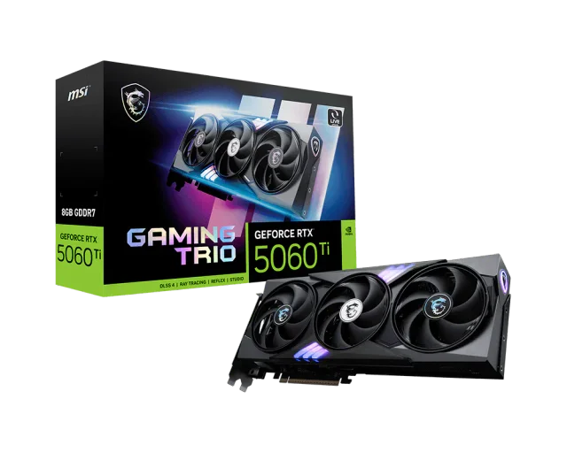 MSI GeForce RTX 5060 Ti GAMING TRIO, 8GB GDDR7, 4608 CUDA Cores, 2572MHz Boost Clock, PCIe Gen5