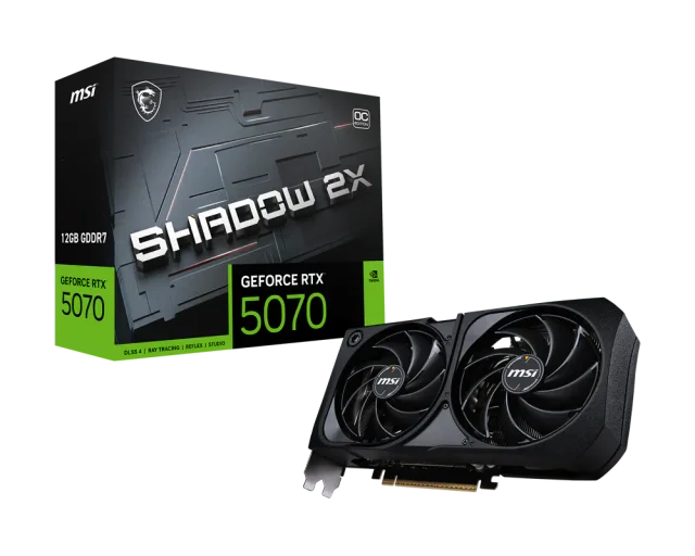 MSI GeForce RTX 5070 SHADOW 2X OC, 12GB GDDR7, 6144 CUDA Cores, 2542MHz Boost Clock, PCIe Gen5