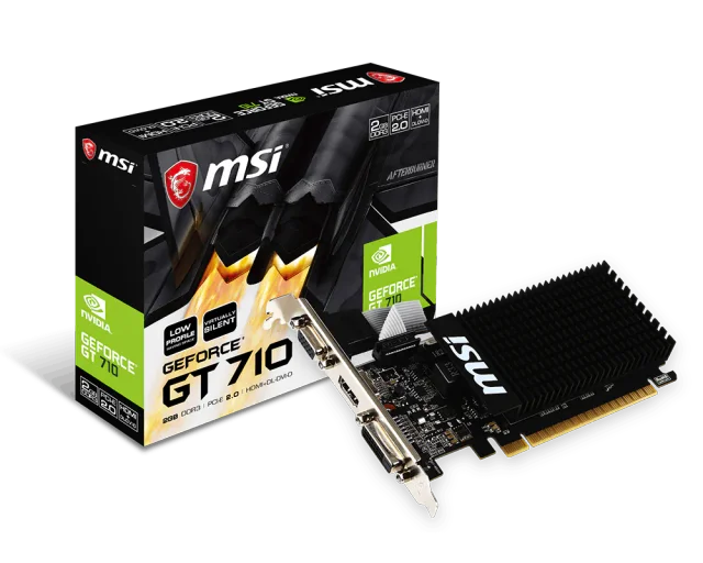 MSI NVIDIA GeForce GT 710 2GD3H LP, 2GB DDR3, Low Profile, HDMI 4K, DVI