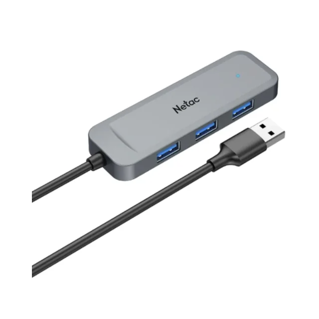 Netac WF11 4-in-1 USB 3.0 Data Hub, 4 USB 3.0 Ports, 5Gbps High-Speed Transfer, Aluminum Alloy, Plug & Play