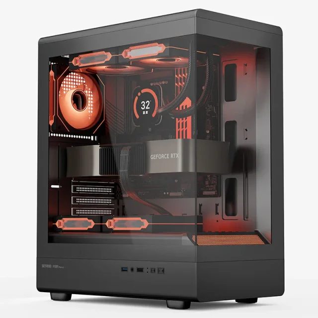 Goldkist V365B Mid-Tower Gaming PC Case with Built-in Power Supply, Dual Tempered Glass, 4x120mm RGB Fans, ATX Micro-ATX Mini-ITX, 240mm Radiator Support