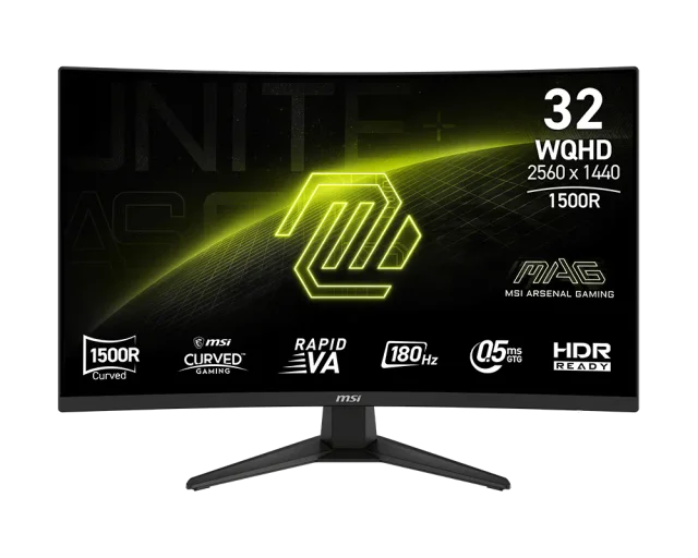 MSI MAG 321CQF E18 31.5" Gaming Monitor - WQHD 2560×1440, Rapid VA 1500R Curved, 180Hz, 0.5ms GtG, AMD FreeSync