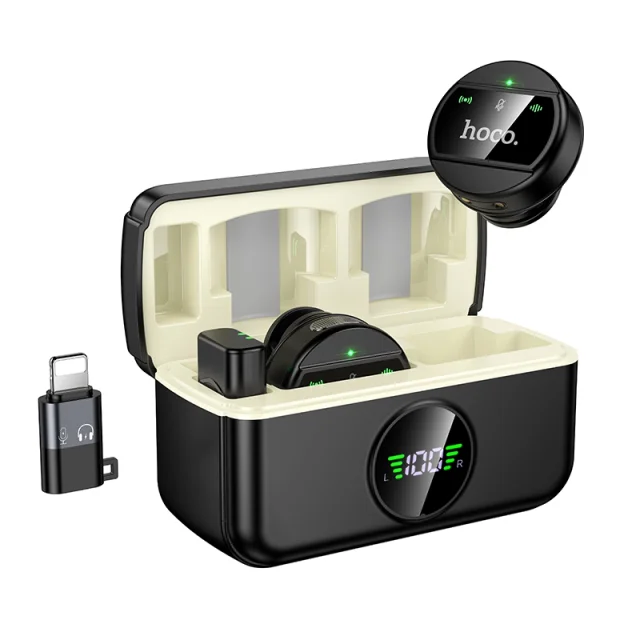 HOCO L22 Bright 2-in-1 Wireless Microphone, Dual Omnidirectional Mic, 2.4GHz Wireless, ENC Noise Cancellation, 20m Transmission