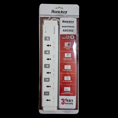 Huntkey SZC502 Universal Standard Power Strip, 5 Sockets, 2500W, 10A, 250V