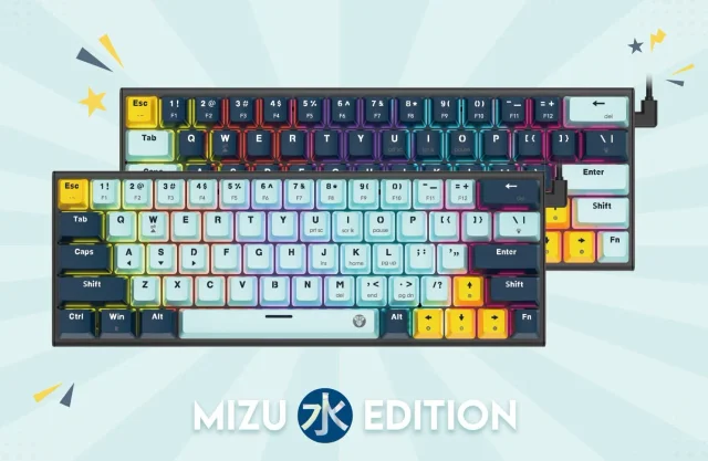 Fantech MK874 V2 ATOM 63 MIZU Edition, 63-Key Mechanical Gaming Keyboard, 3-Pin Hot-Swappable, 17 Lighting Modes, Wired