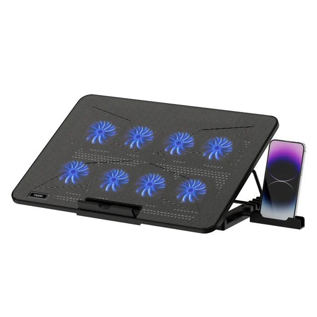 Rapoo CF300, 8-Fan Laptop Cooling Pad, 2600±10% RPM, 7-Level Adjustable Height, USB 2.0 Hub