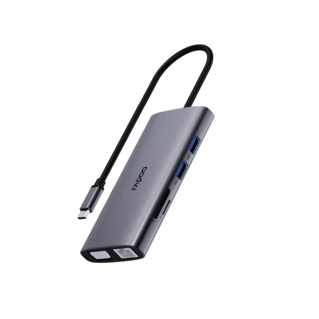 Rapoo XD101, 10-in-1 USB-C Multi-Function Docking Station, 4K 30Hz HDMI, VGA 1080p, 3× USB 3.0