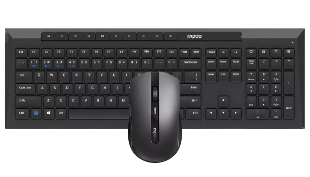 Rapoo 8210M, Multi-Mode Wireless Keyboard & Mouse Combo, Bluetooth 3.0/4.0/5.0 + 2.4GHz, Full-Size Keyboard, 600–1600 DPI Optical Mouse