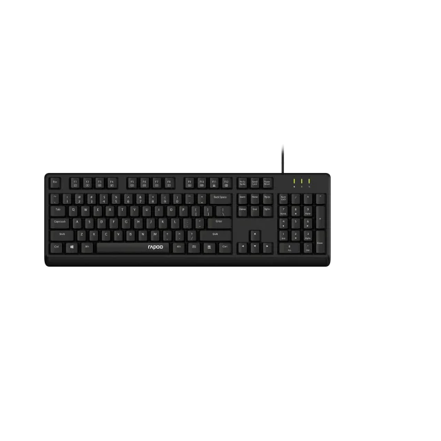 Rapoo NK1900, 104-Key Full-Size Wired USB Keyboard, Spill-Resistant, Laser-Carved Keycaps, Anti-Oxidation Membrane