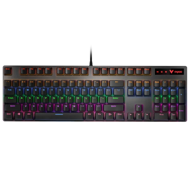 Rapoo V500 Pro 104-Key Mechanical Gaming Keyboard, RGB Backlight, Rapoo Mechanical Switches, All-Key Anti-Ghosting, Aluminum Alloy