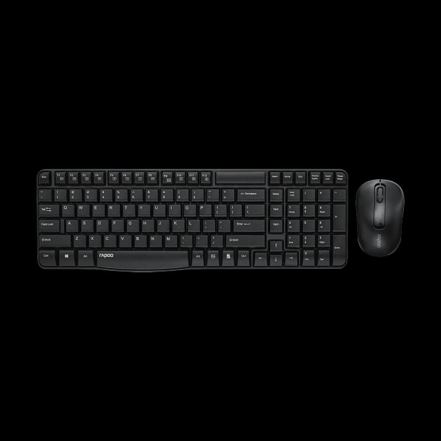 Rapoo X1800S 2.4GHz Wireless Keyboard & Mouse Combo, 104-Key Membrane Keyboard, 1000 DPI Optical Mouse, Multimedia Hotkeys, Spill-Resistant