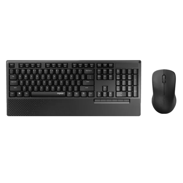 Rapoo X1960, 2.4GHz Wireless Keyboard & Mouse Combo, Full-Size Keyboard with Numpad, 1000 DPI Optical Mouse, Multimedia Hotkeys