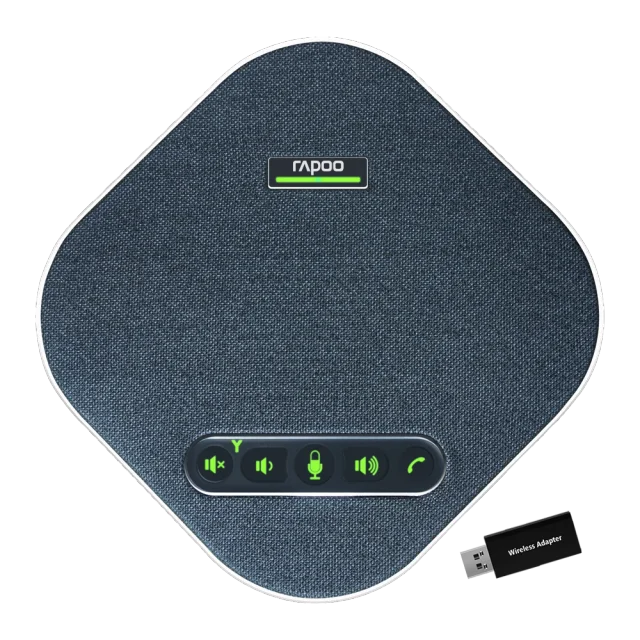 Rapoo CM600, 360° Omnidirectional Conference Speakerphone, 4-Mic Array, 4–8m Pickup, Full-Duplex 48kHz Audio
