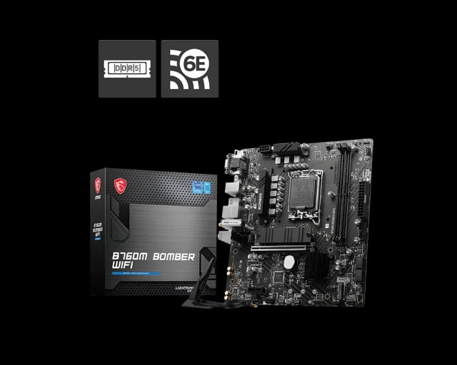 MSI B760M BOMBER WIFI DDR5, Intel B760, LGA 1700, DDR5 128GB, 2× M.2 PCIe 4.0