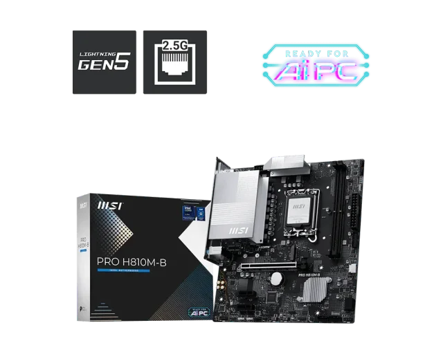 MSI PRO H810M-B, Intel H810, LGA 1851, DDR5 128GB, 1× M.2 PCIe 4.0